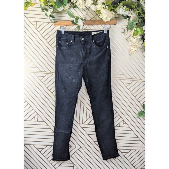 RAG & BONE Women's Navy Velvet Jeans Zipper Ankle Zip Fly Pockets Slim Size 27 - Picture 1 of 9